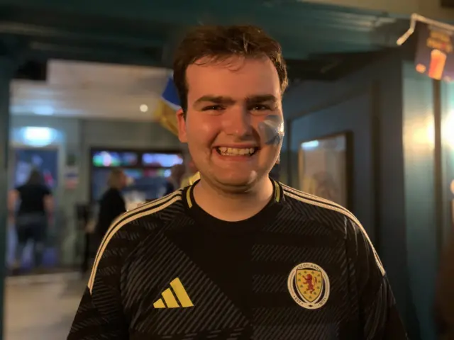Scotland fan with his face painted