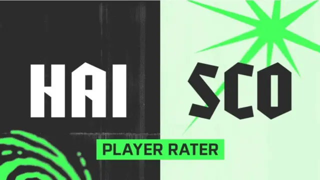 A graphic that is half black and half green with the captions 'Hai' and 'Sco' above 'Player rater'