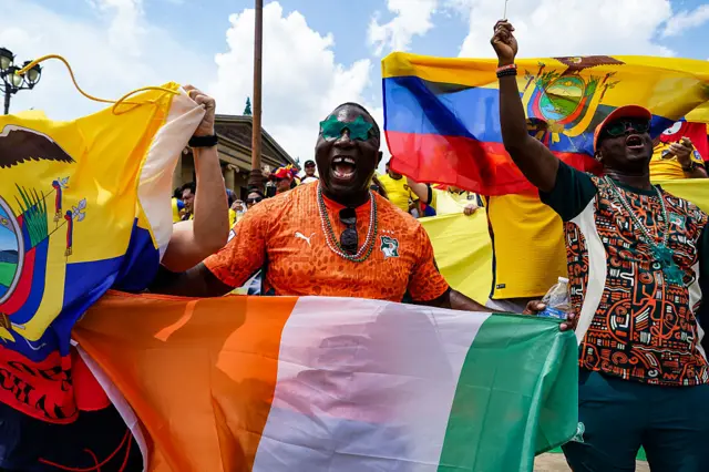 Fans outside the stadium