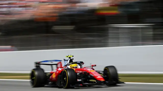 Hamilton leads in lap 42 of the Barcelona GP