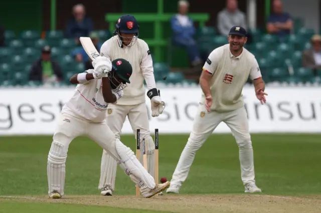 Sheridon Gumbs is bowled