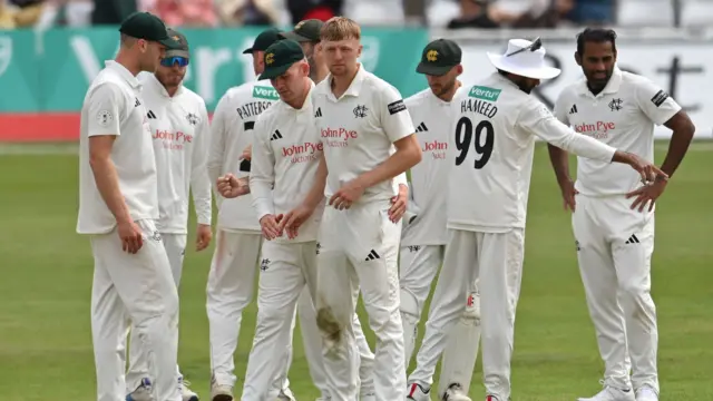 Lyndon James celebrates getting out James Rew