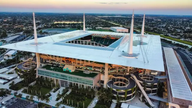 An aerial view of the World Cup stadium in Miami