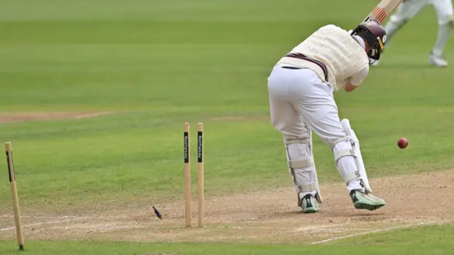 Alfie Ogborne is bowled