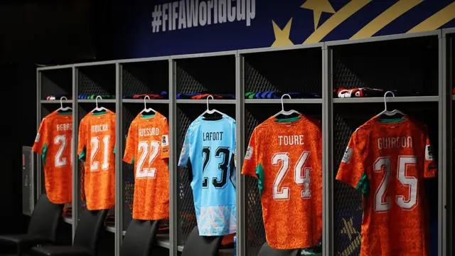 Ivory Coast shirts in the dressing room