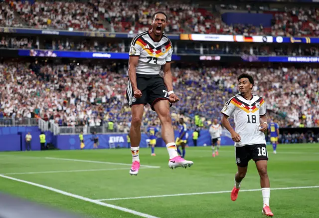 Felix Nmecha #23 of Germany celebrates scoring his team's first goal