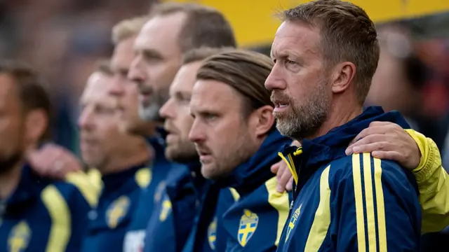 Graham Potter with his Sweden staff
