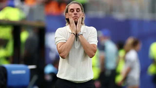 Ecuador's head coach Sebastian Beccacece reacts on the touchline