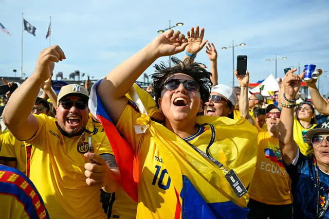 Fans outside the stadium