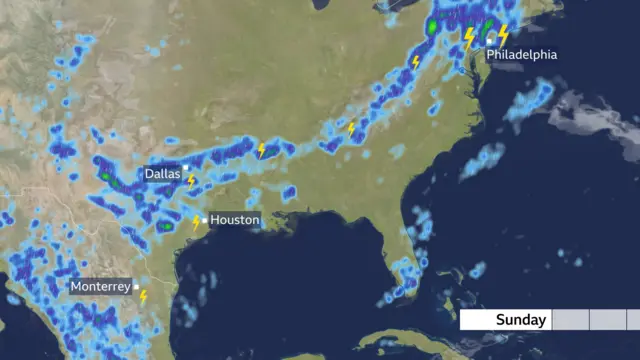 North America weather on Sunday