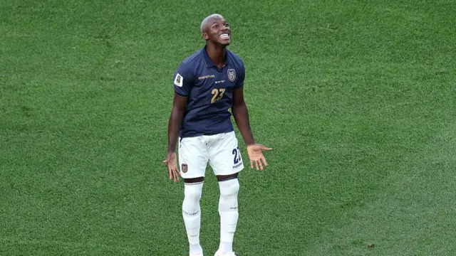 Moises Caicedo of Ecuador reacts
