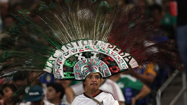 A Mexico fan in the stands