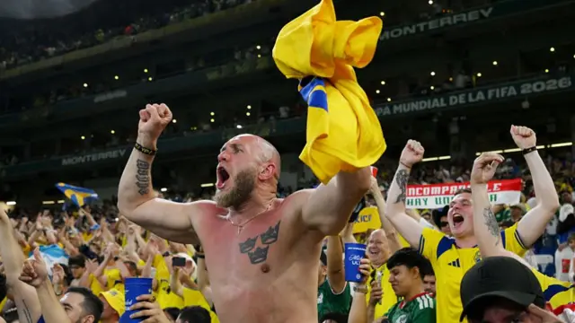 Sweden's fans celebrate after their team won