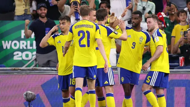 Alexander Isak celebrates scoring