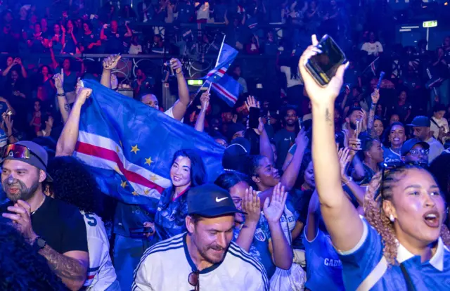 Fans watch Cape Verde's first FIFA World Cup 20026 match against Spain in Rotterdam