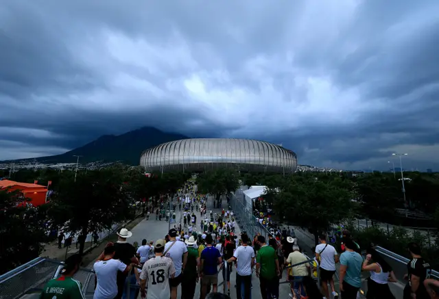 A picture of the outside of the stadium in Monterrey