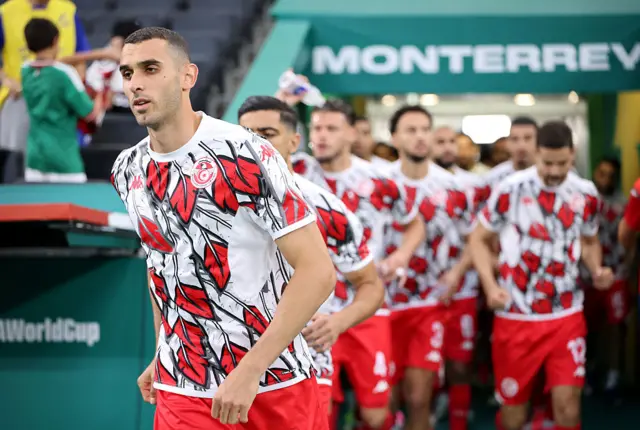 Tunisia go onto the pitch