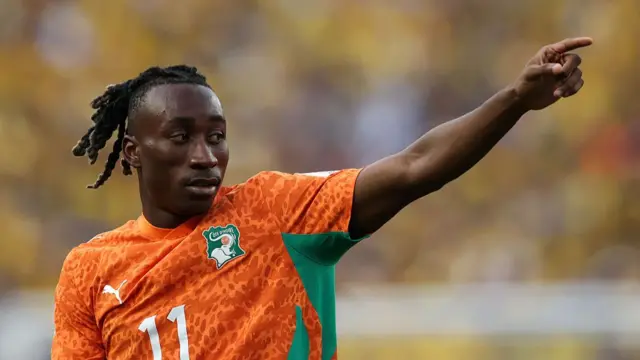 Yan Diomande gestures