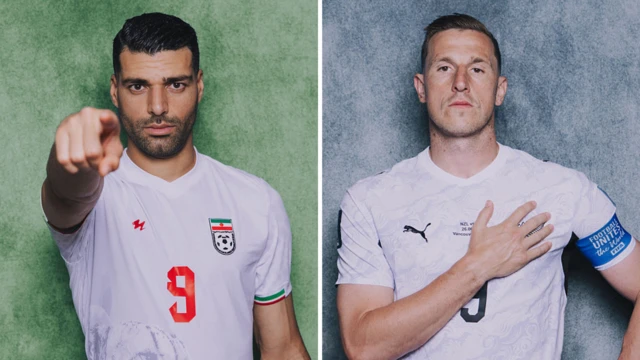 A split graphic of Mehdi Taremi and Chris Wood