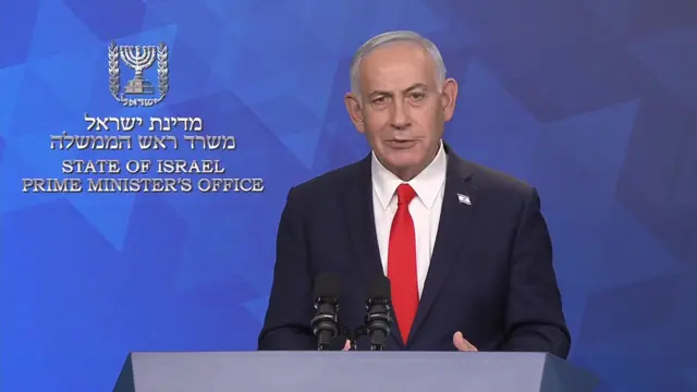 Israeli Prime Minister Benjamin Netanyahu speaks at press conference