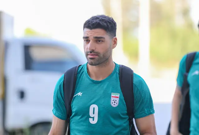Mehdi Taremi takes part in the training of Iran's national football team