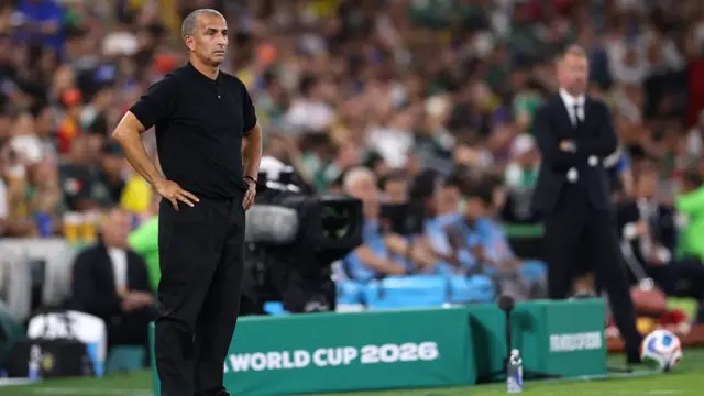 Sabri Lamouchi, Head Coach of Tunisia, looks on