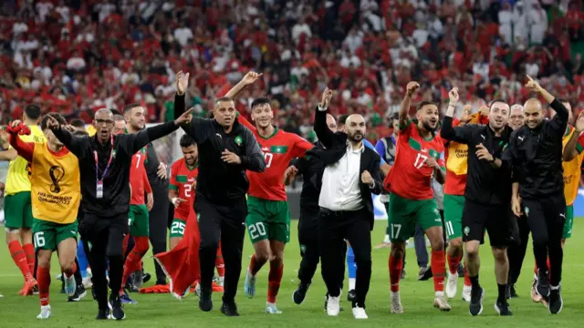 Morocco celebrate reaching the World Cup semi-finals