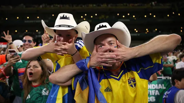 Sweden's fans celebrate after their team won