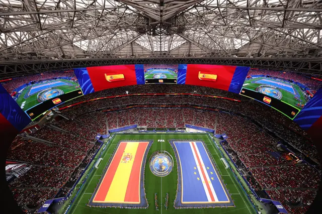 : A general view as players line up