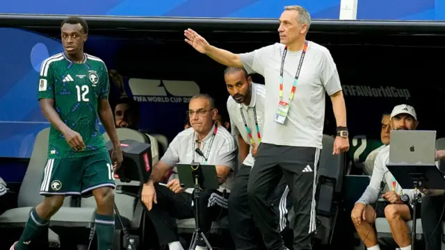 Georgios Donis of Saudi Arabia gestures