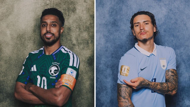 A split graphic of Salem Al-Dawsari and Darwin Nunez