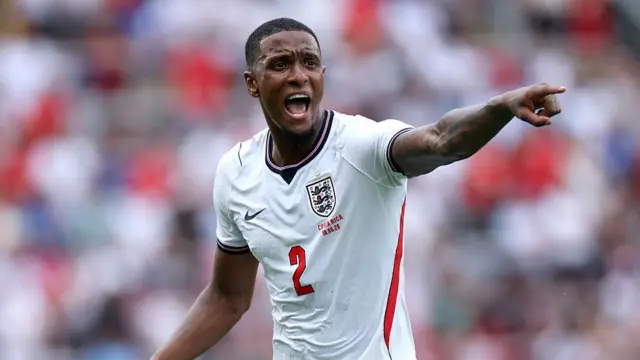 Ezri Konsa #2 of England reacts during the International Friendly match between England and Costa Rica at Inter&Co Stadium on June 10, 2026 in Orlando, Florida