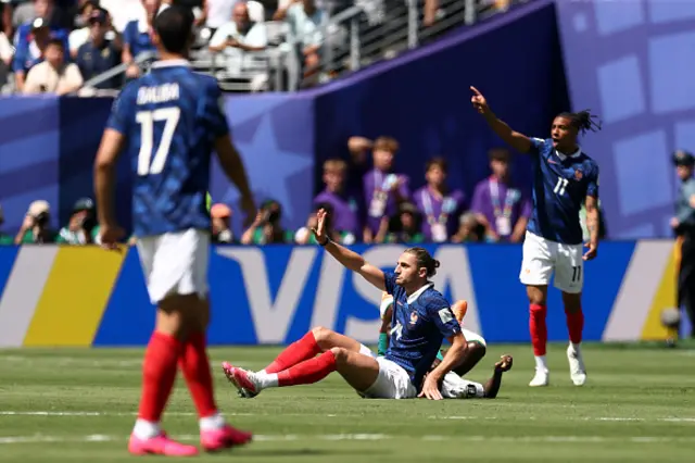 Adrien Rabiot reacts