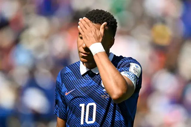 Kylian Mbappe of France reacts