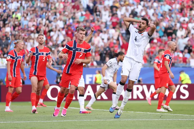 Zaid Tahseen of Iraq reacts after a missed chance