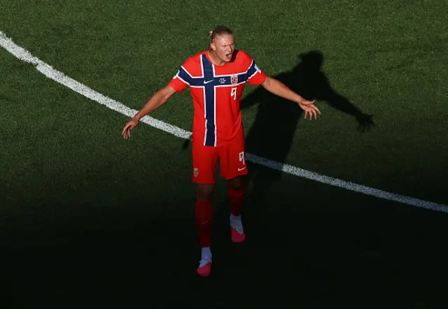 Erling Haaland of Norway reacts