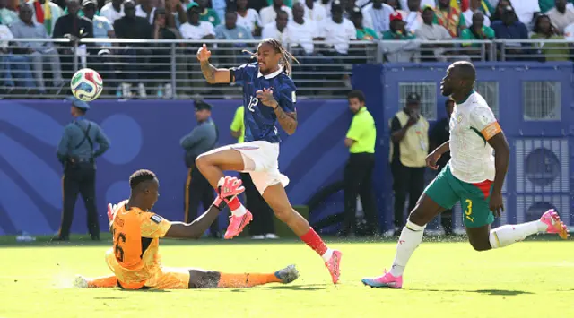 France's Bradley Barcola scores