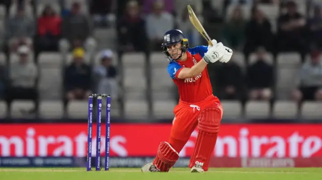 England's Amy Jones batting during the ICC T20 World Cup match at the Hampshire Bowl, Southampton