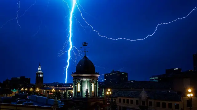 Kansas City with lightning