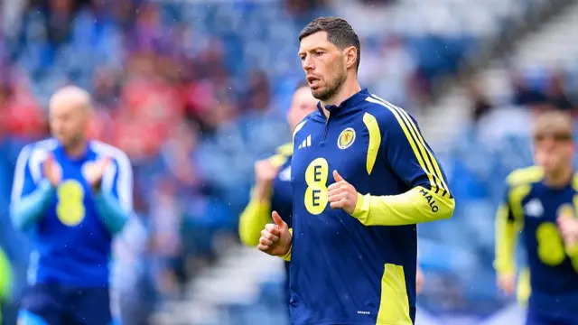 Scott McKenna of Scotland looks on during the international friendly match between Scotland and Curacao at Hampden Park on May 30, 2026 in Glasgow, United Kingdom