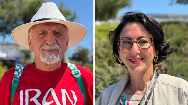 A split image of Moustafa Pourmand and Elika Rad