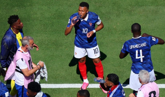 France's Kylian Mbappe during the hydration