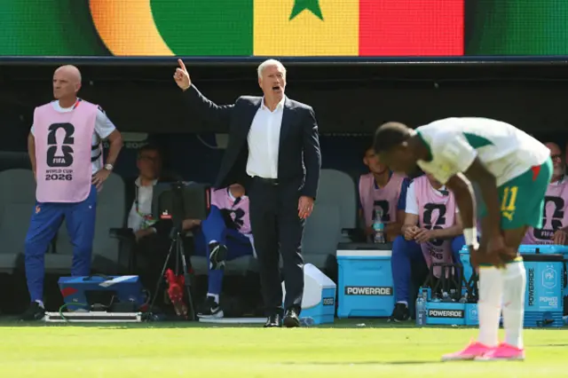Didier Deschamps, Head Coach of France reacts
