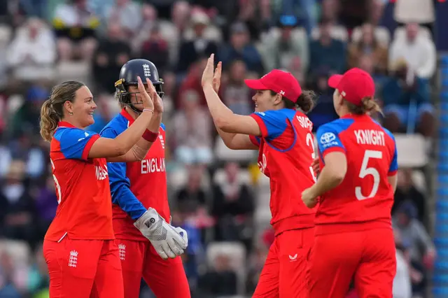 Dani Gibson celebrates a wicket