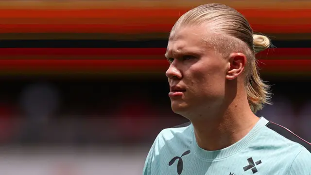 Erling Haaland #9 of Norway looks on before the international friendly match