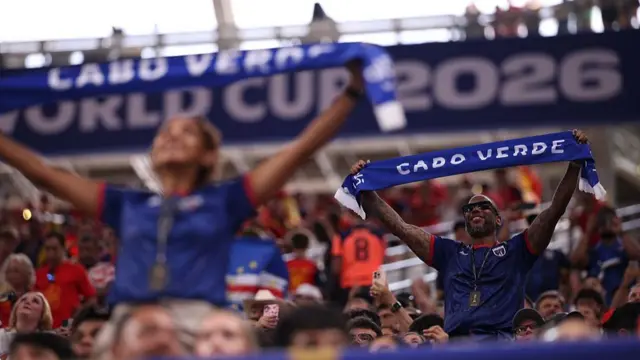 A Cape Verde fan attends the FIFA World Cup Group H match between Spain and Cape Verde at the Mercedes-Benz Stadium in Atlanta, United States, on June 15, 2026.