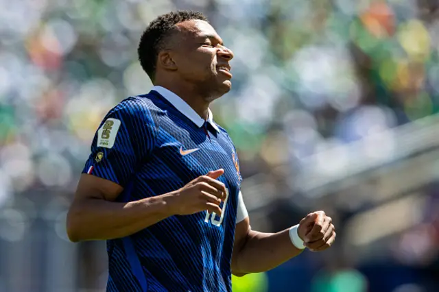 Kylian Mbappe of France reacts