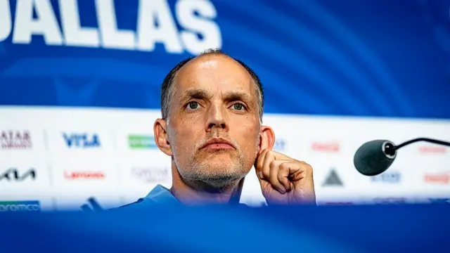 England national team coach Thomas Tuchel speaks during the 2026 World Cup, England MD-1 press conference at AT&T Stadium in Dallas, United States, on June 16, 2026.