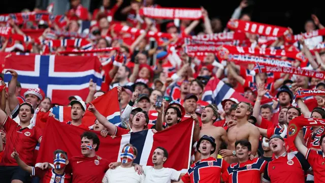 Norway fans cheer in the stands