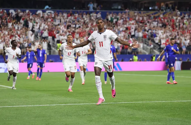 Marcus Rashford #11 of England celebrates